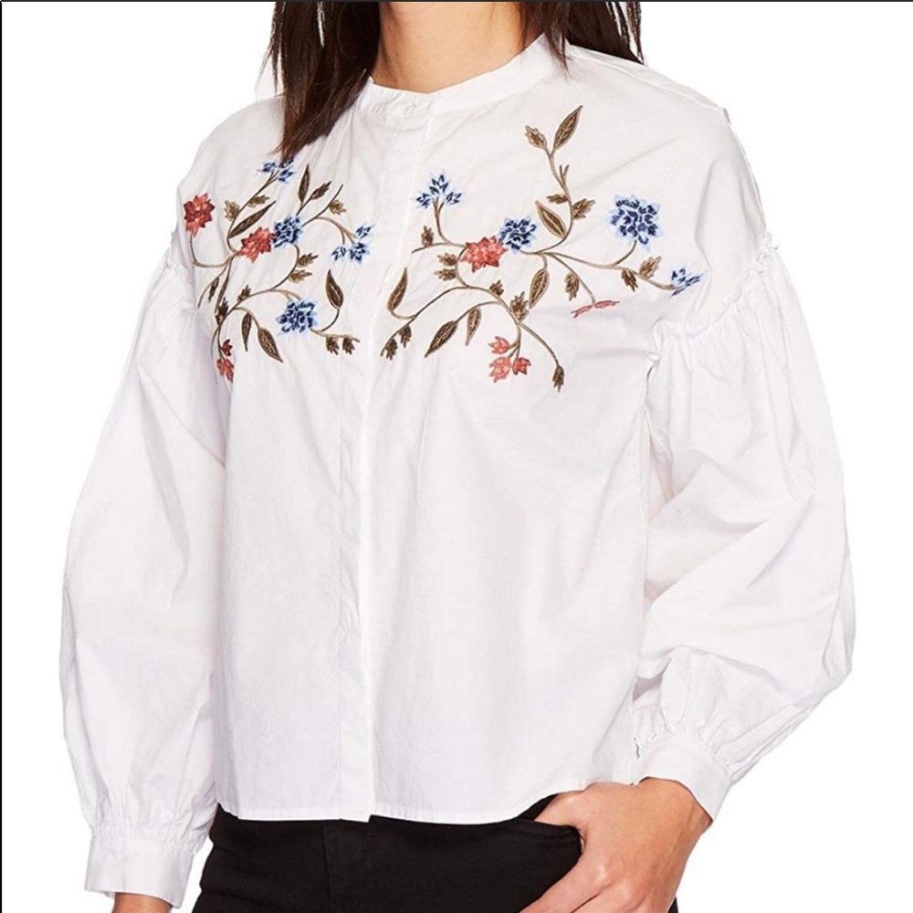 Two by Vince Camuto Embroidered Floral Blouse